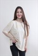 Vintage Geometric t-shirt, yellow summer top LARGE size 