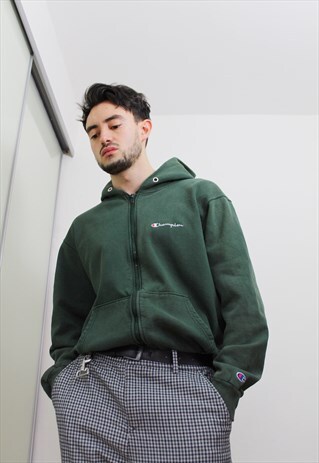 VINTAGE CHAMPION SPELL OUT LOGO HOODIE