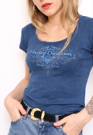 VINTAGE HARLEY DAVIDSON BLUE TOP T-SHIRT