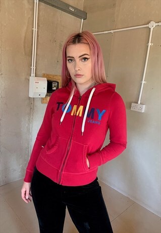 VINTAGE TOMMY HILFIGER EMBROIDERED 90S SPELLOUT HOODIE