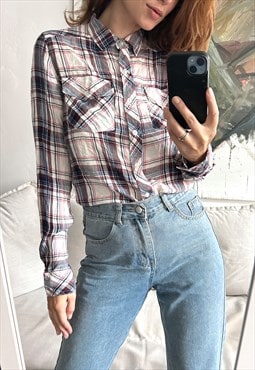 Plaid Slim Western Style Shirt / Blouse - S 