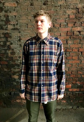 VINTAGE PENDLETON CHECK PLAID WOOL FLANNEL BUTTON UP SHIRT