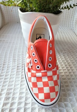 Orange Checkered Slip On Lace Up Vans  UK3
