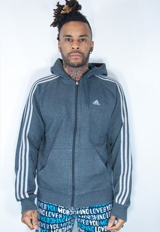 ADIDAS EMBROIDED VINTAGE HOODIE GREY
