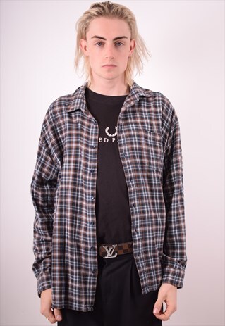 MENS VINTAGE FLANNEL SHIRT XL MULTI CHECK 90S
