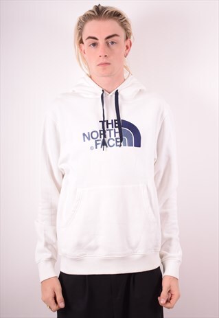 THE NORTH FACE MENS VINTAGE HOODIE JUMPER MEDIUM WHITE 90S