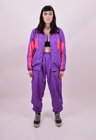 VINTAGE 80'S PURPLE PINK TRACKSUIT FESTIVAL SIZE 8 10 12