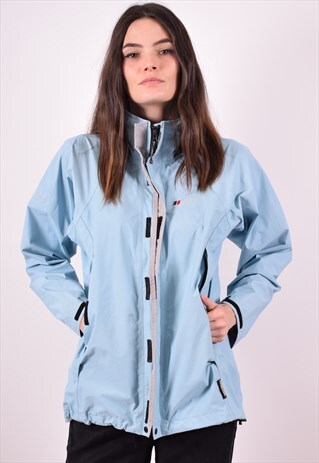 BERGHAUS WOMENS VINTAGE RAIN JACKET MEDIUM BLUE 90S