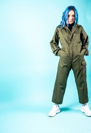 VINTAGE BOILERSUIT IN OLIVE GREEN
