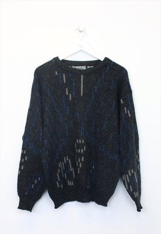 Vintage Zeppehin knit sweatshirt in black. Best fits M