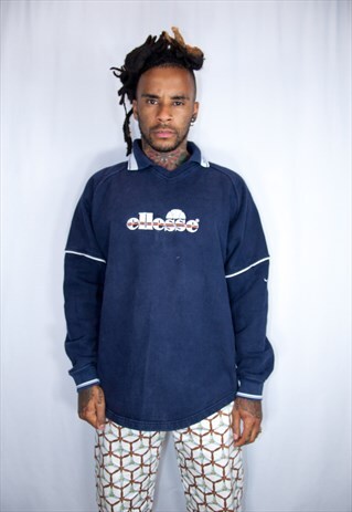 ELLESSE BLUE EMBROIDED SWEATSHIRT