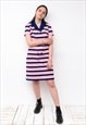 VINTAGE WOMEN'S 80'S 90'S DOUBLE BREASTED STRIPED DRESS
