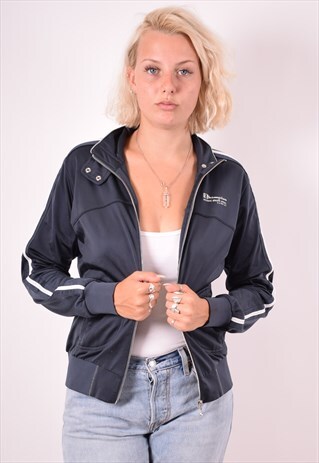 CHAMPION WOMENS VINTAGE TRACKSUIT TOP JACKET MEDIUM GREY 90S