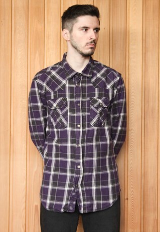 VINTAGE PURPLE CHECKED FLANNEL SHIRT