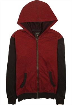 Vintage 90's Guess Hoodie Plain Full Zip Up Burgundy Red