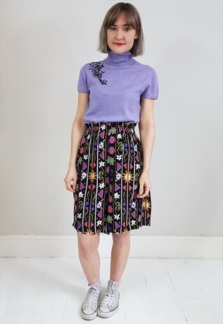 VINTAGE 90'S BLACK CARTOON PATTERNS LONG SHORTS CULOTTES