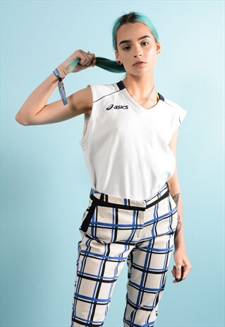 ASICS RETRO WHITE SLEEVELESS SWEATSHIRT