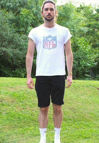 VINTAGE 90S NFL LOGO T-SHIRT USA - SMALL - AMERICAN FOOTBALL