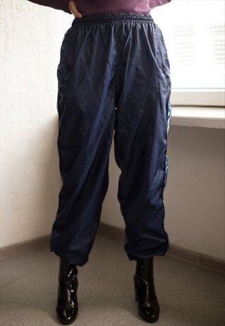 VINTAGE 80'S NAVY BLUE SPORTS JOGGERS