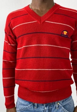 Vintage 80s red stripes wool jumper 