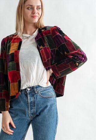 VINTAGE 80S MULTICOLOR JACKET IN VELVET