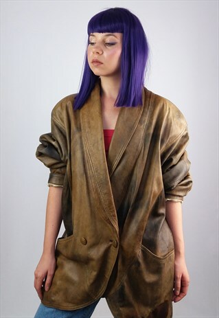 VINTAGE 80'S GENUINE LEATHER OVERSIZED COAT / JACKET