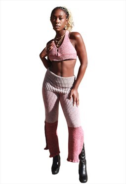 Pink Knitted Bra with Trousers set