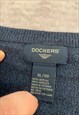 DOCKERS KNITTED JUMPER V-NECK GRANDAD SWEATER 