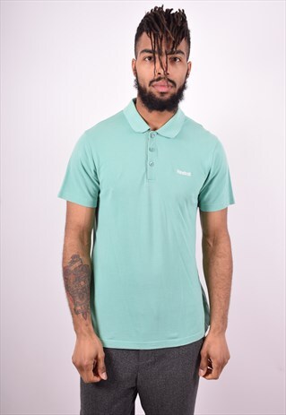 REEBOK MENS VINTAGE POLO SHIRT SMALL GREEN 90'S
