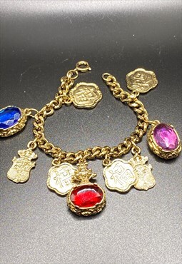 Original 80s chunky gold charm bracelet 