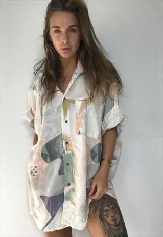 PATTERNED OVERSIZED RETRO VINTAGE UNISEX FESTIVAL SHIRT