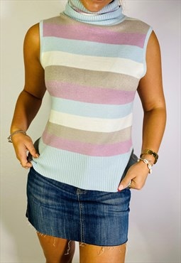 Vintage Size S Y2K Knitted Sleeveless Top In Multi