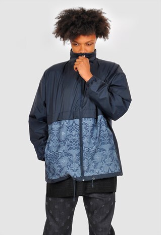WINDBREAKER JACKET WITH ORNATE DENIM FRONT, FESTIVAL