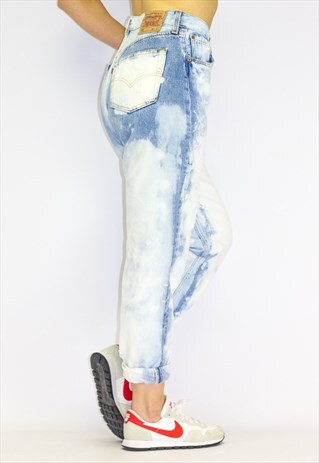 VINTAGE REWORKED BLEACHED WHITE 501 BOYFRIEND JEANS
