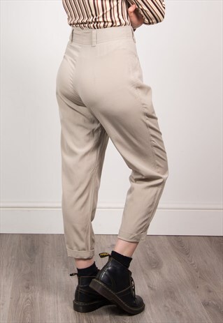 VINTAGE 90'S LIGHT BEIGE TAPERED TROUSERS