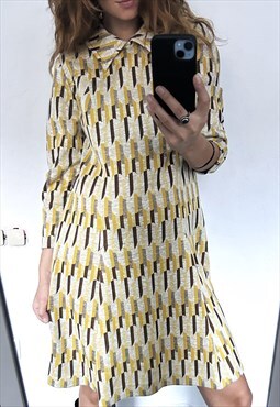 70s Boho Geometric Dress 