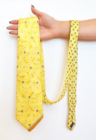 VINTAGE GIANNI VERSACE MEDUSA YELLOW BAROQUE SILK TIE