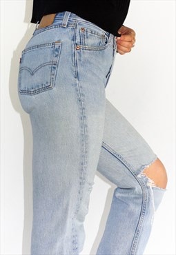 Vintage 90's Distressed 501 Pale Blue Levi Jeans