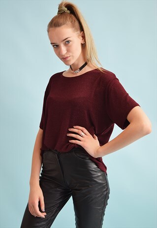 90'S RETRO SHIMMER GRUNGE OVERSIZED MOMS TOP