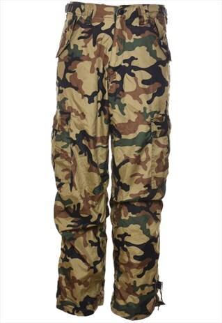 VINTAGE CAMOUFLAGE PRINT CARGO TROUSERS - W32 L29
