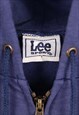 VINTAGE 90'S LEE HOODIE HOODED ZIP UP NAVY BLUE XLARGE