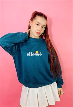 Vintage 90s Ellesse Teal Embroidered Sweatshirt