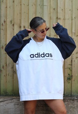 Vintage Y2K Adidas embroidered spellout sweatshirt in white