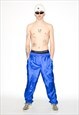 Vintage 90s nylon baggy joggers in blue