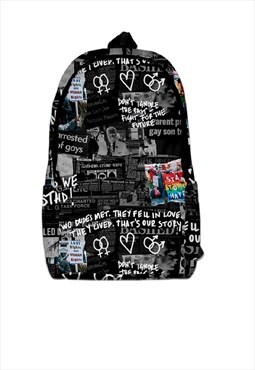 Pride bag LGBT backpack Gay festival graffiti rucksack black