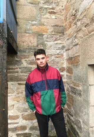 VINTAGE OVERSIZED WINDBREAKER SHELL HALF ZIP JACKET
