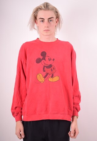 DISNEY MENS VINTAGE SWEATSHIRT JUMPER LARGE RED 90S