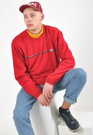 VINTAGE CHAPS CREW NECK JUMPER IN RED