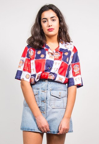 VINTAGE 70'S NAUTICAL THEME BLOUSE SHIRT