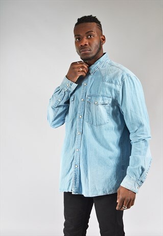 VINTAGE LIGHT BLUE DENIM SHIRT